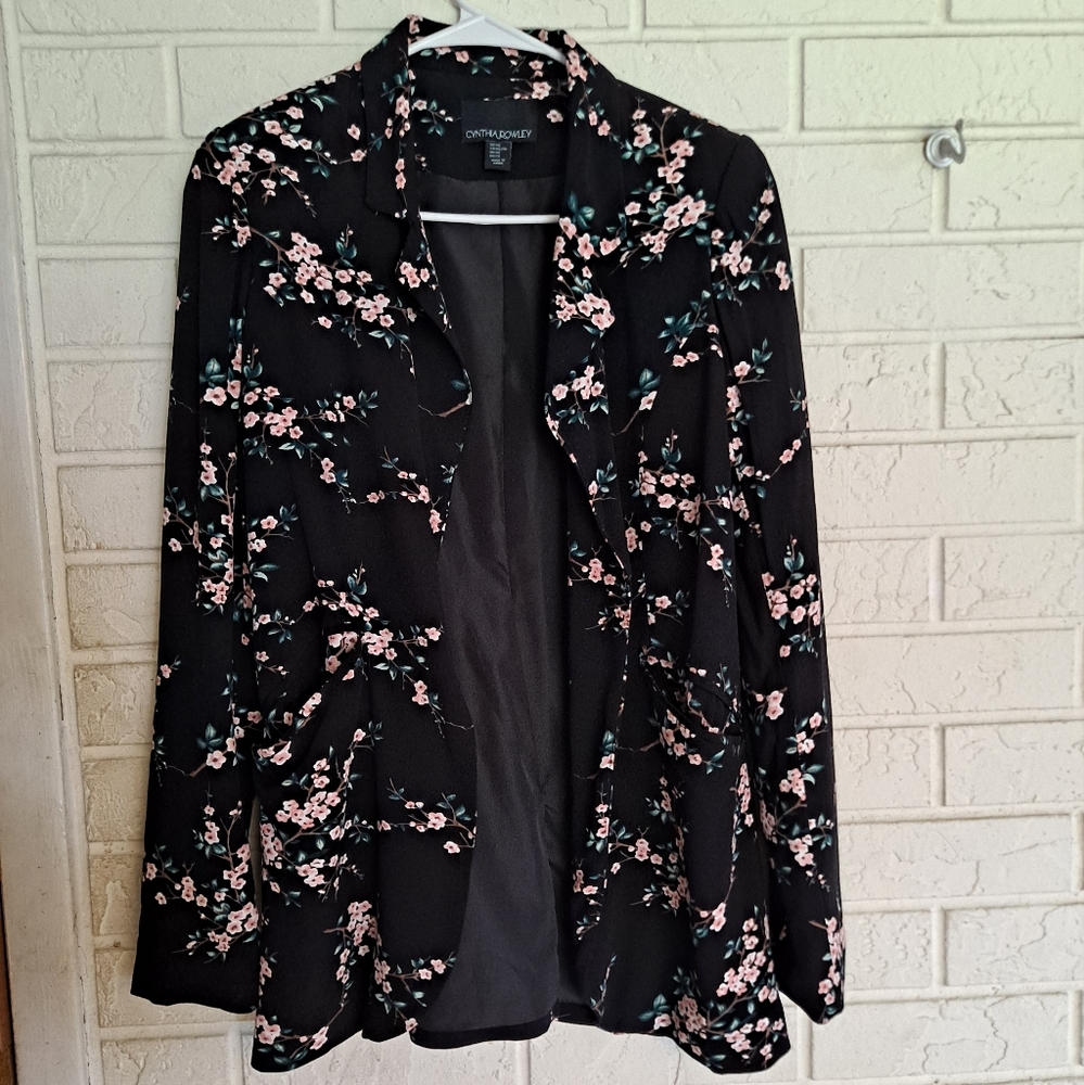Cynthia Rowley floral buttonless blazer with pockets - Picture 4 of 8